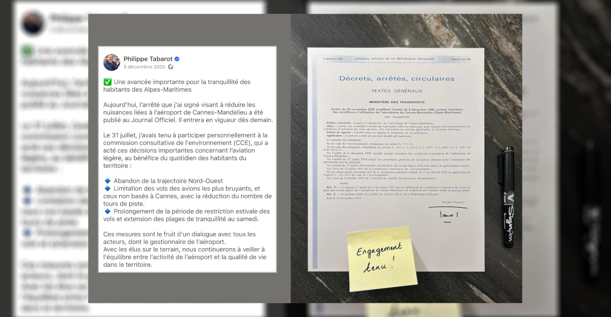 De nombreux élus saluent un grand pas en avant face aux nuisances de l’aéroport de Cannes/Mandelieu
