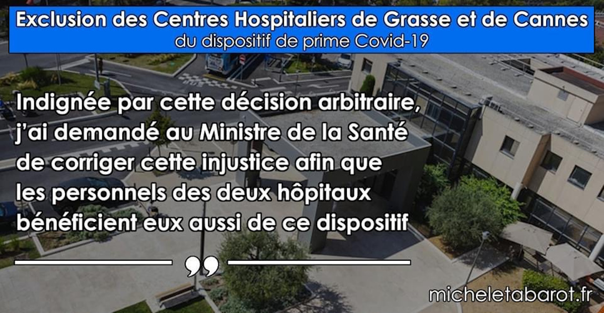L'exclusion des hôpitaux de Grasse et de Cannes du dispositif de prime Covid-19 suscite l'indignation