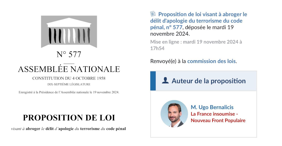 « Abroger le délit d'apologie du terrorisme » : dernier naufrage moral et politique à la France insoumise